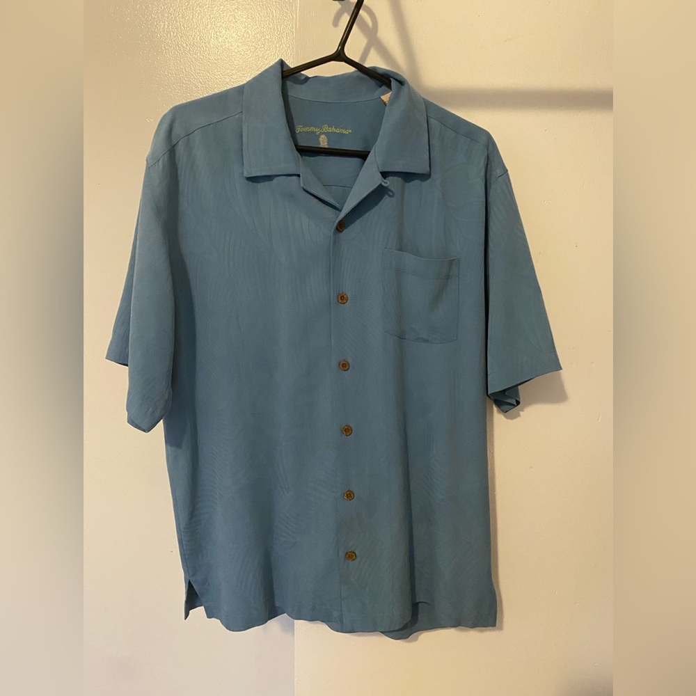 Tommy Bahama Casual Blue 100% Silk Button-Down Shirt